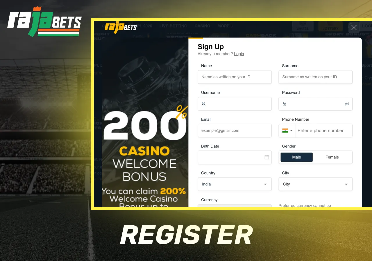 Rajabets Registration