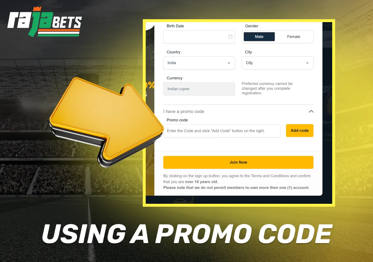 using a promo codes rajabets